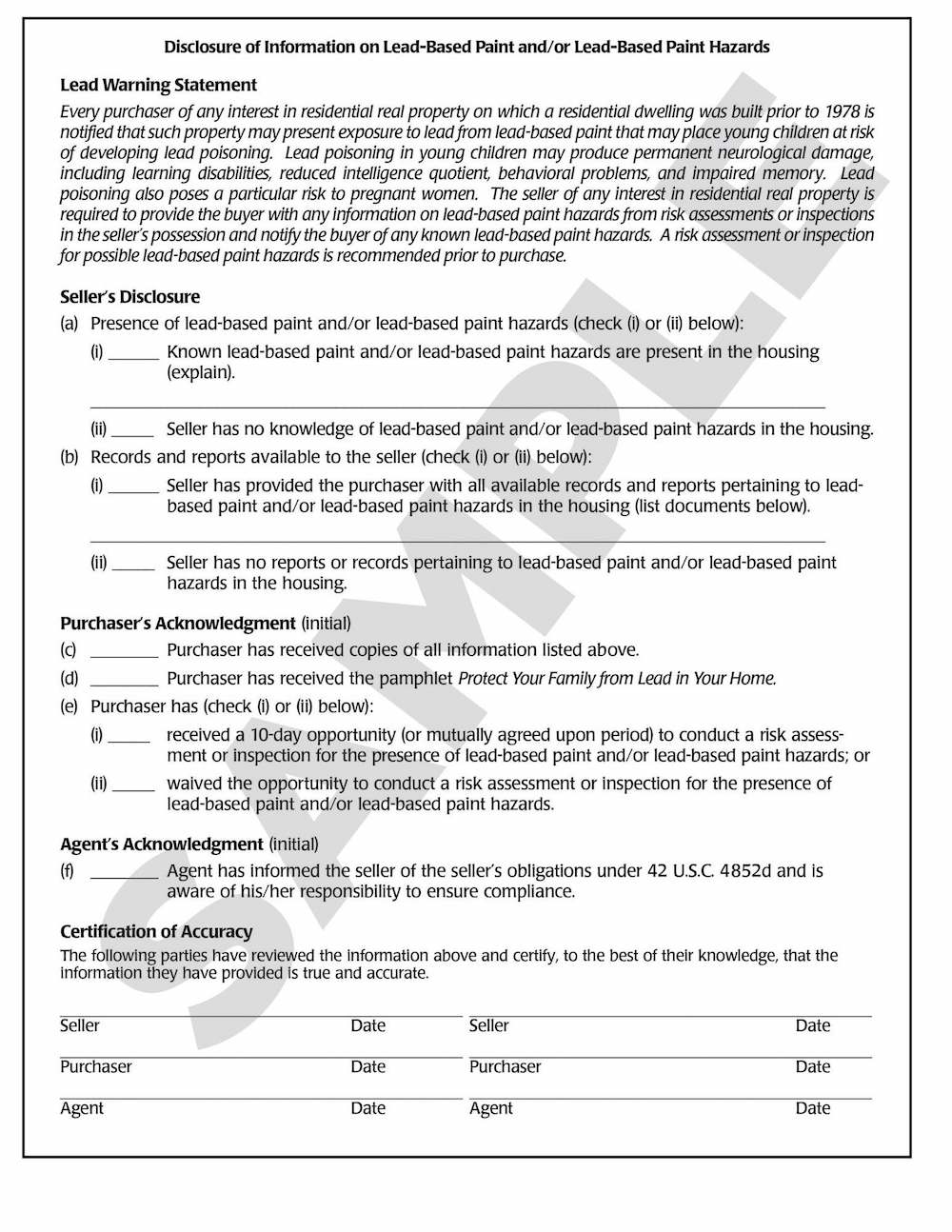 Mandatory disclosure form