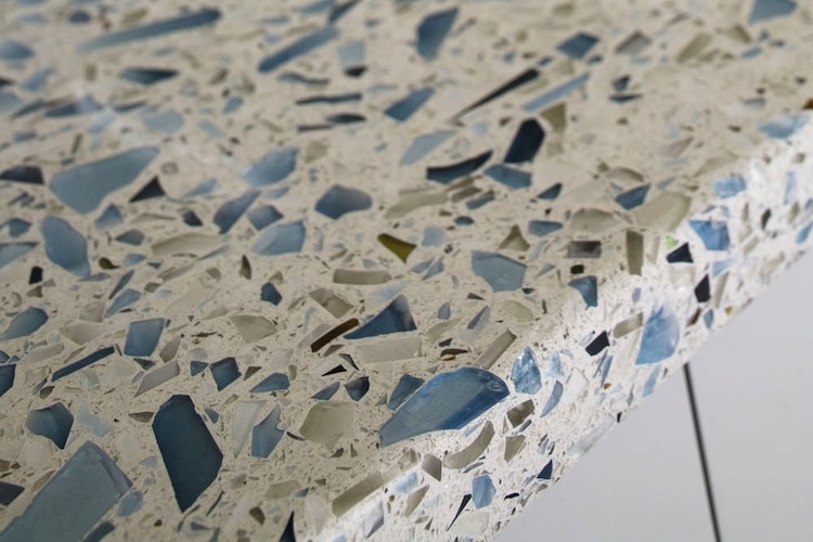 Recycled glass countertops